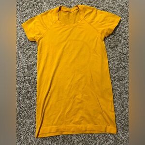 Yellow Lululemon Swiftly shirt size 4